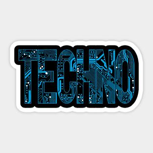 Blue Techno Music Lover Circuit Board Sticker